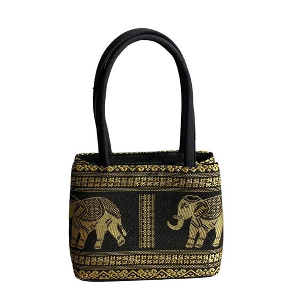Vintage Women's Gold Elephant Boho Mini Tote Handbag - Picture 1 of 5